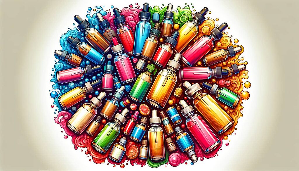 Variety of e-liquid flavors for vapers