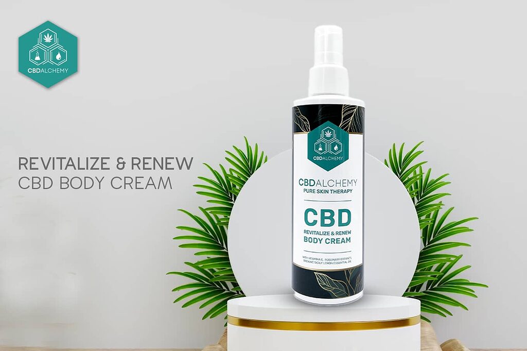 Crema corporal CBD: Extracto de árnica y mentol para recuperación muscular.