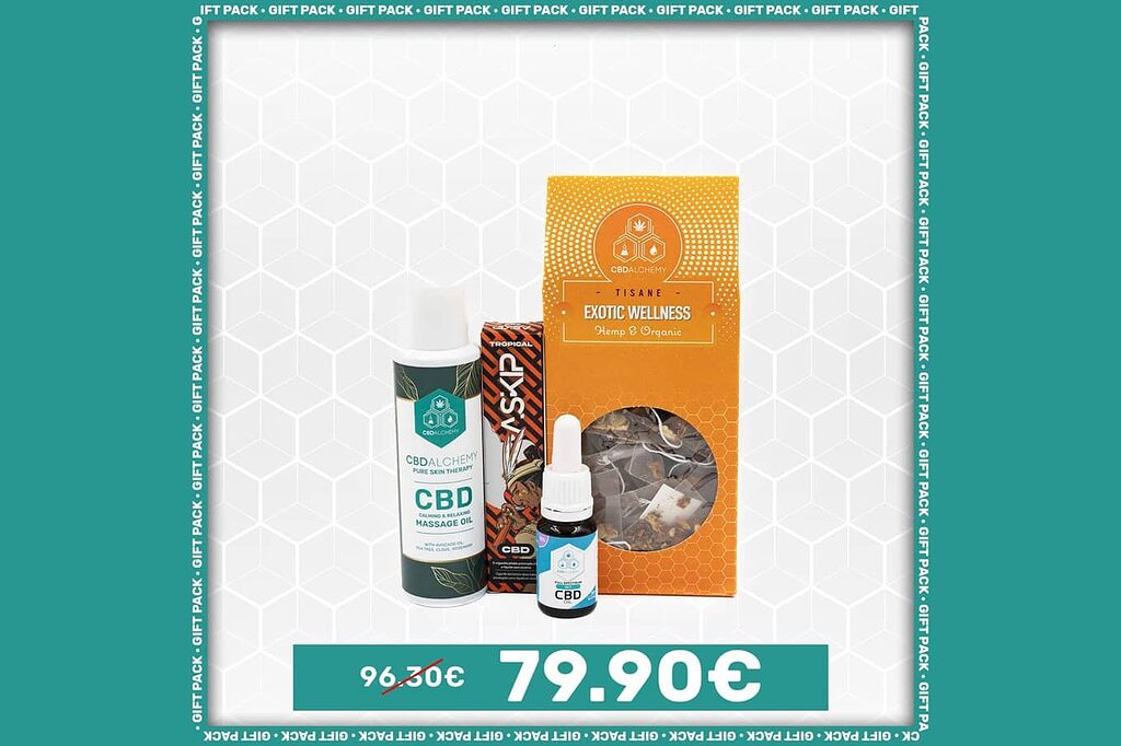 Gift Pack: Kit regalo con aceite 15% CBD + té wellness + vaporizador tropical  