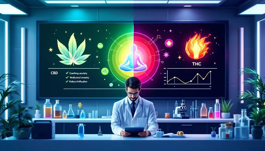 A researcher analyzing cannabis samples in a lab.