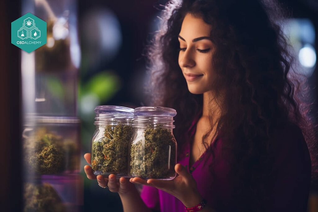 CBD flower proper storage demonstration.