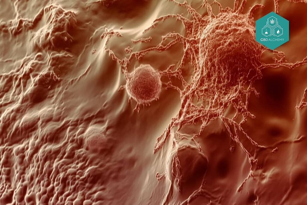 Cannabinoid acids modulating breast cancer cell migration.
