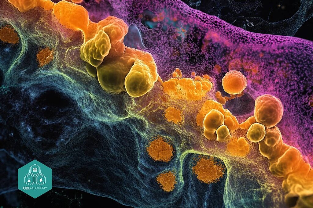 CBDA and CBGA interaction with colon cancer cells under microscope.