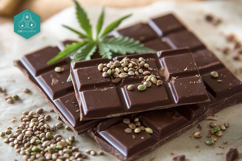 Smooth milk chocolate infused with organic hemp seeds.