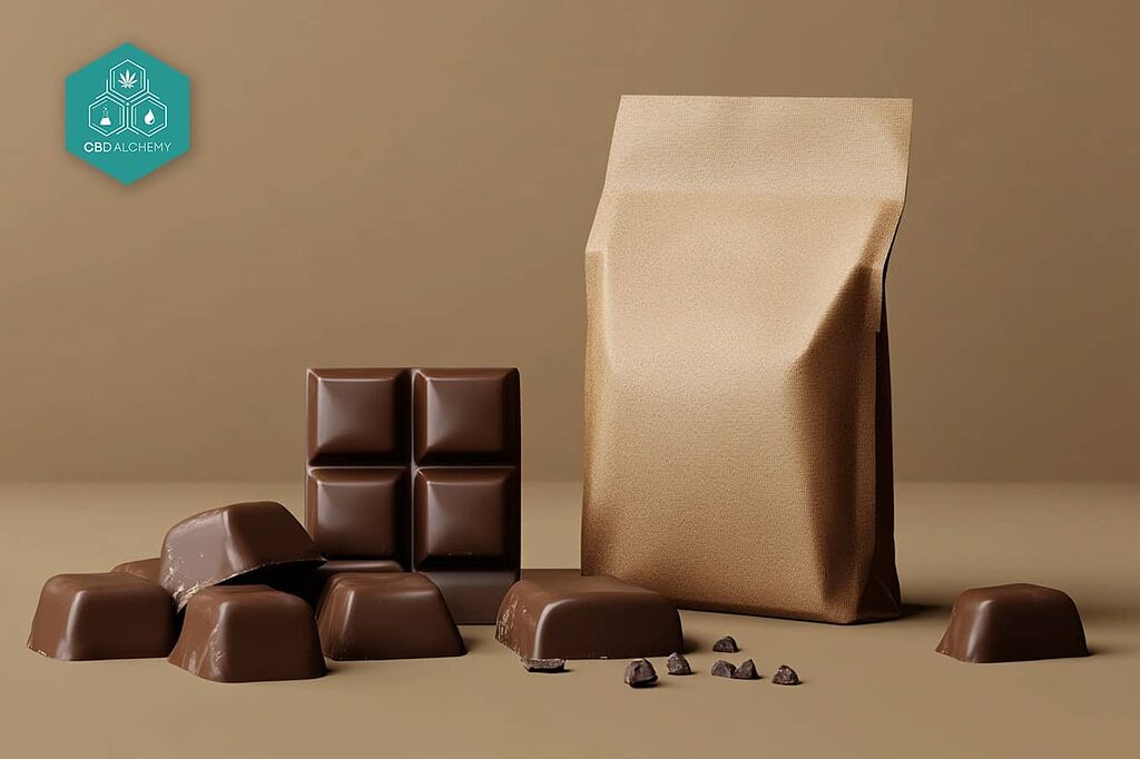 Hemp chocolate packaging process.