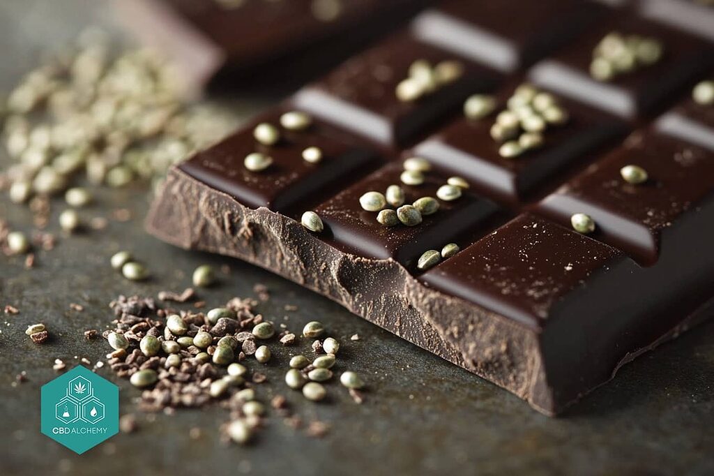 Protein-packed hemp chocolate displaying 10% hemp protein content.