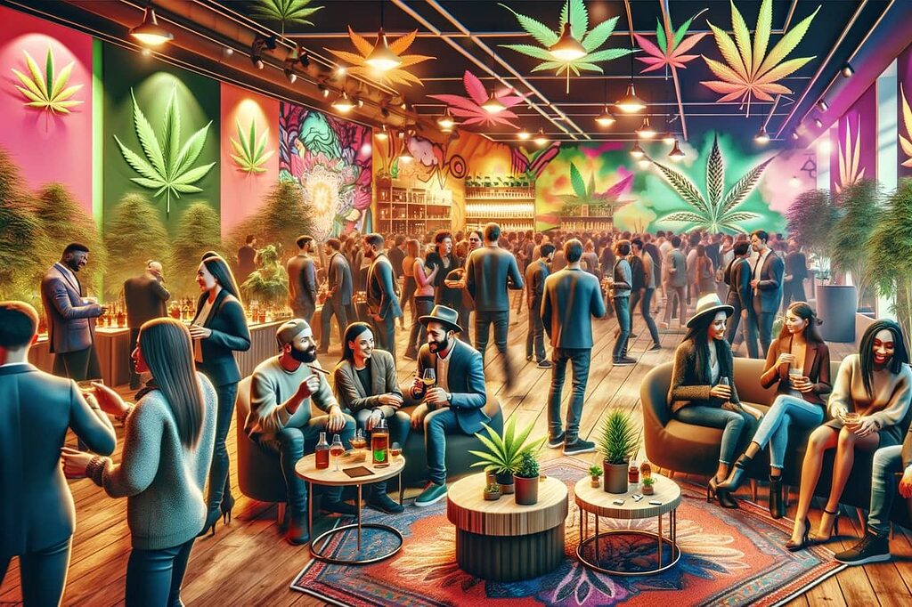 Cannabis-friendly spaces and events showcasing community engagement and enjoyment.